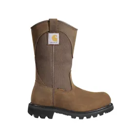 10" Women's Traditional Welt Steel-Toe Waterproof Wellington Pull-On Work Boot Brown