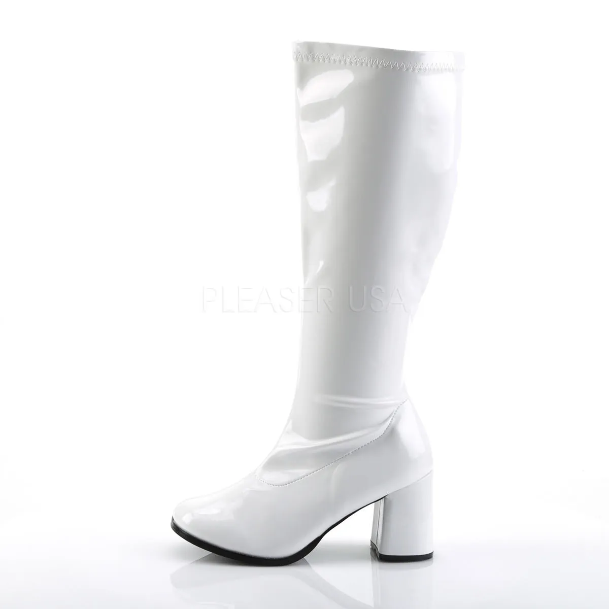 3 Inch Heel GOGO-300X White Pat (Wide Width & Calf)