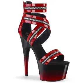 ADORE-766 Red Black Zipper Strap Platform Stripper Shoe