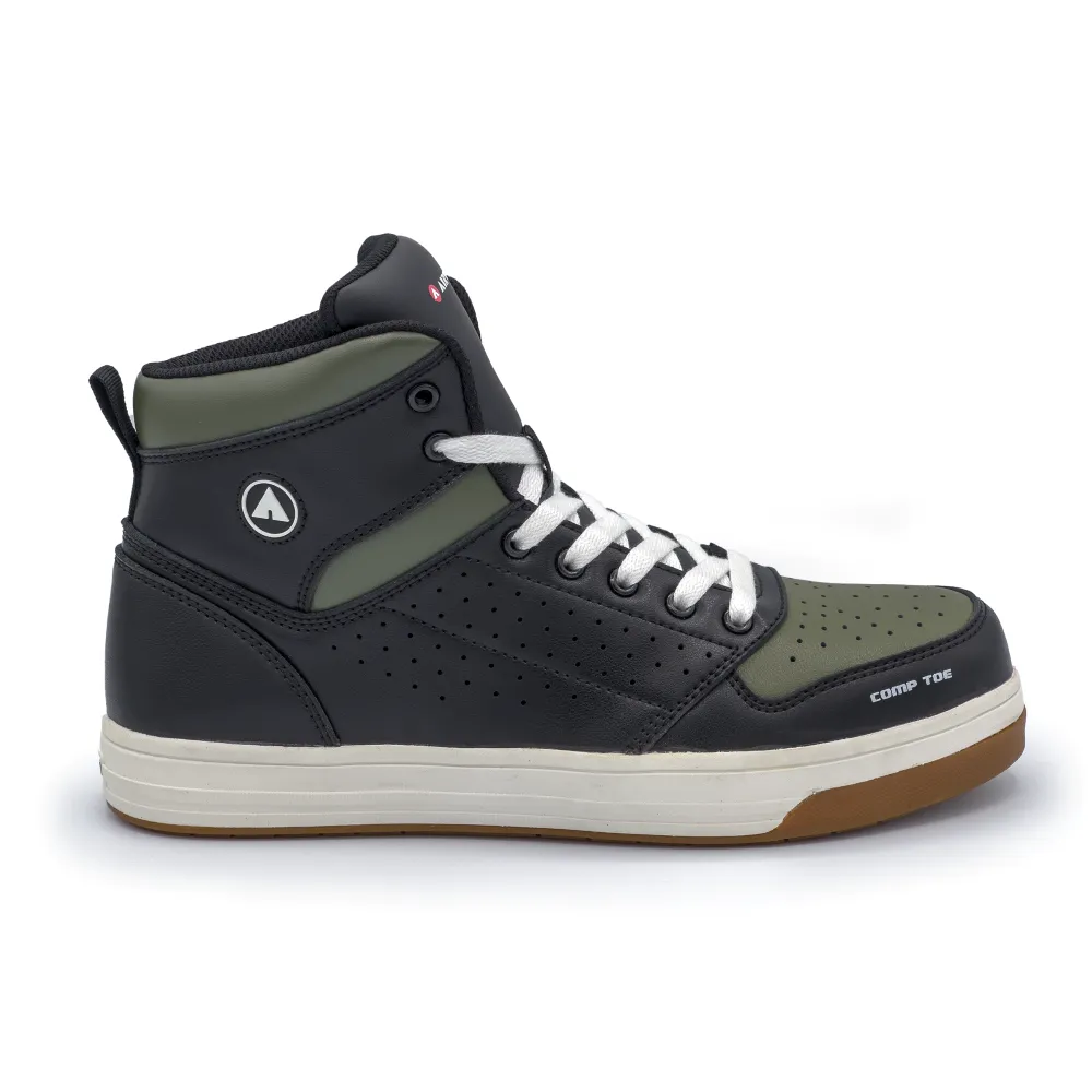 'Airwalk Safety' Men's Arena Mid Hiker EH SR Comp Toe - Black / Olive