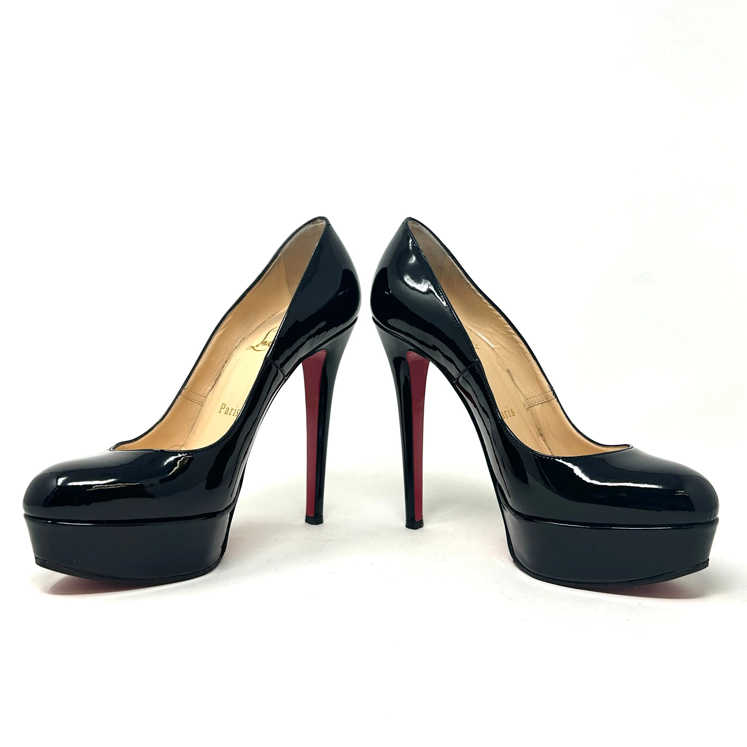 Christian Louboutin Bianca 120 Black Patent Leather Platform Pump Heels 36 UK 3