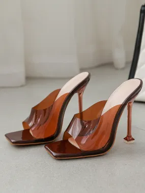 Clear High Heeled Mules