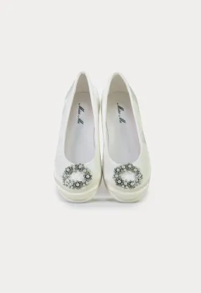 Crystals Circle Flat Slip On Shoes