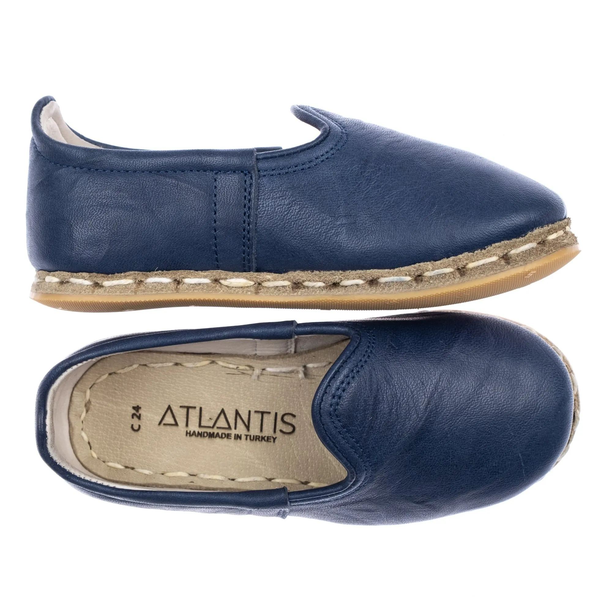 Kids Navy Leather Shoes